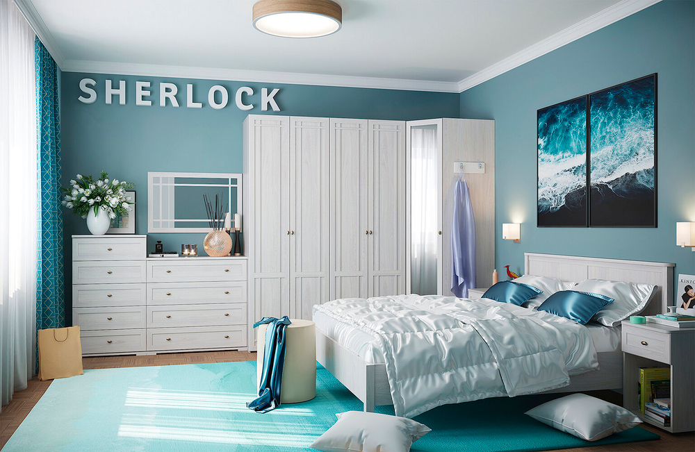 Кровать с ортопедическим основанием (металл) Sherlock 44 120х200, ясень светлый