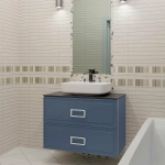 Тумба с раковиной LA FENICE Cubo Blu Grigio TWIN 90 синяя, столешница черная/ручки белые