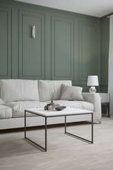 Стол журнальный Овер белый мрамор/черный