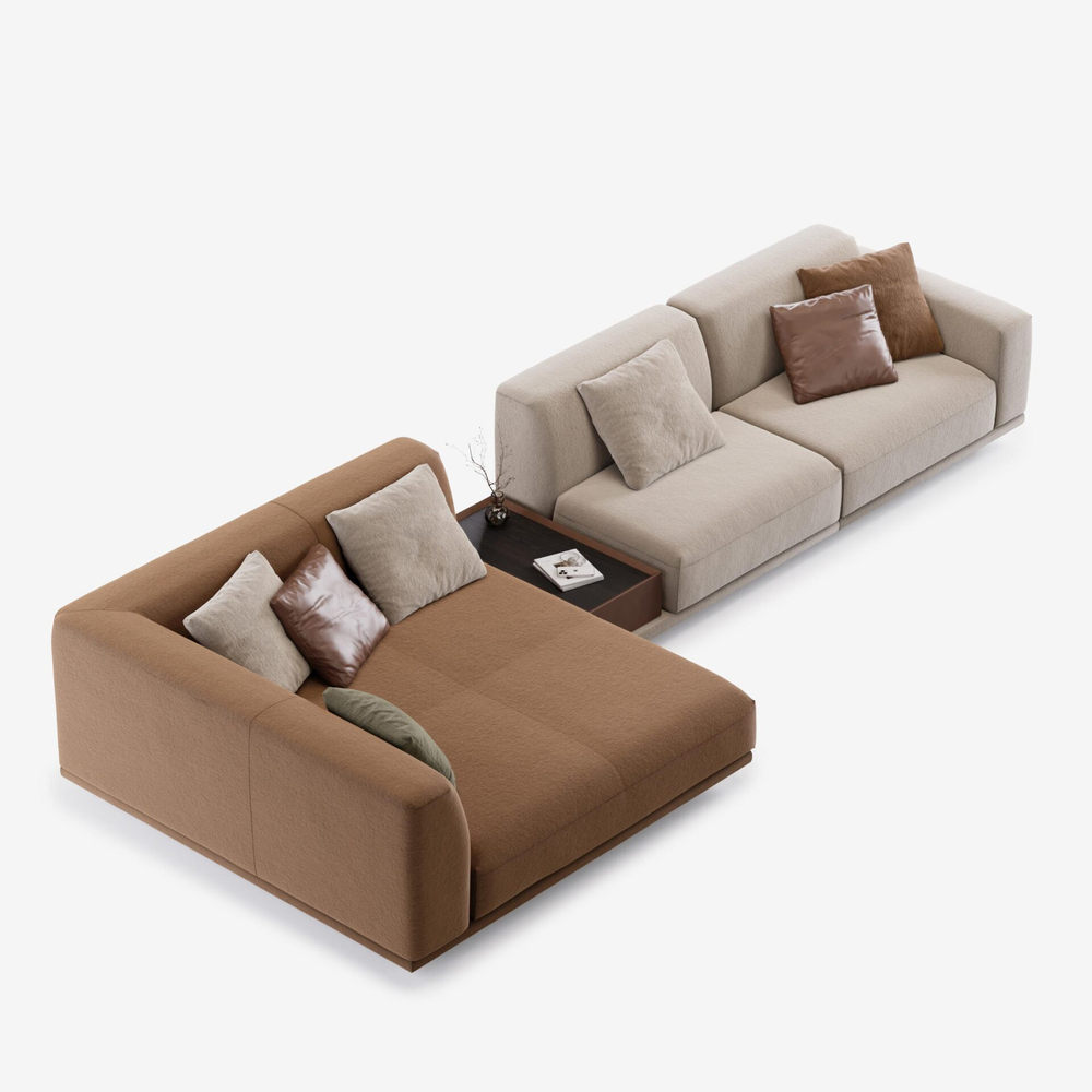 4-х местный нераскладной диван с кушеткой KYOTO KO-14