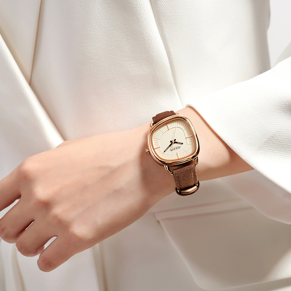 JULIUS JL Japanese Style Magazine Quartz Movement Leather Strap Watch Women"s Watch Yellow Watch Dial