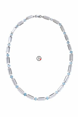 Бусы из горного хрусталя и аквамарина