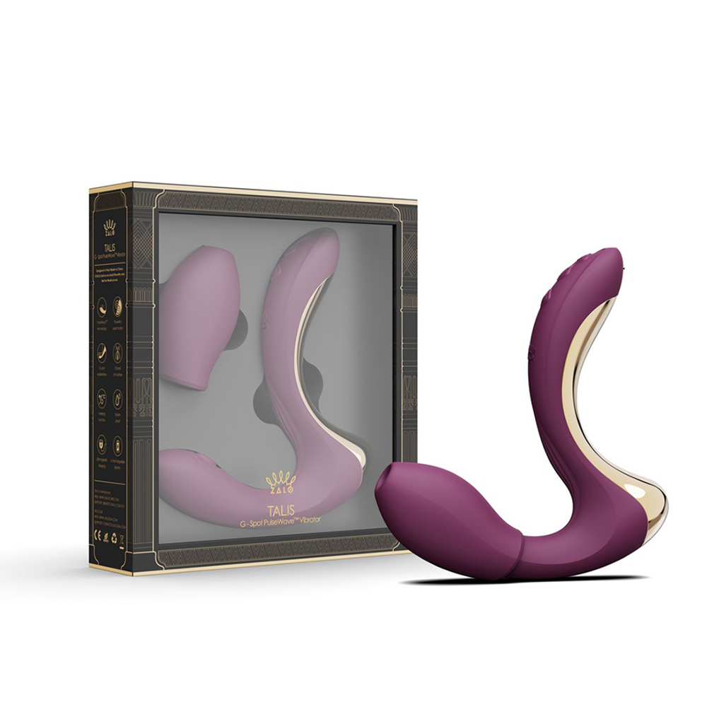 Фиолетовый вибромассажёр для зоны G с пульсацией, вакуумной стимуляцией и функцией нагрева Zalo Talis G-Spot PulseWave Vibrator Velvet Purple