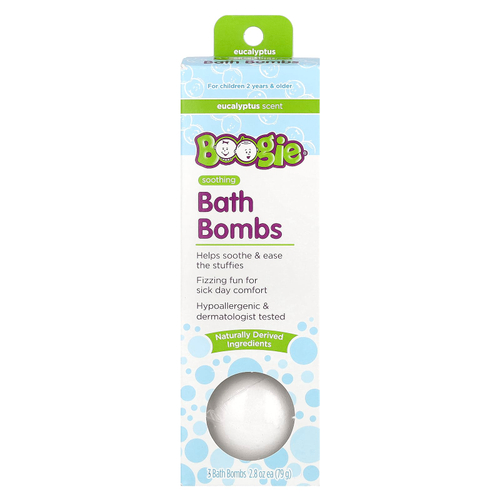Boogie Wipes, успокаивающие бомбы для ванны, эвкалипт, 3 шт. по 79 г (2,8 унции)
