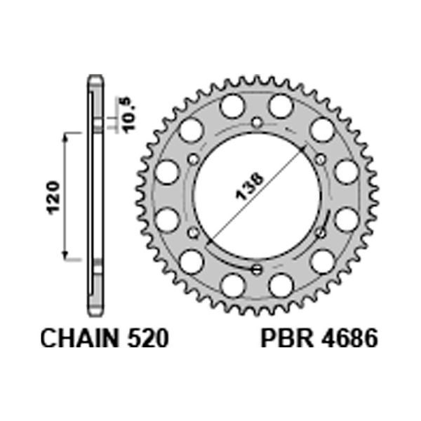 PBR 468636C45 звезда задняя (ведомая), 36 зубьев