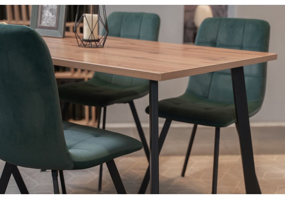 Стол Тринити Лофт 120х60х75 25 мм дуб делано темный / матовый черный