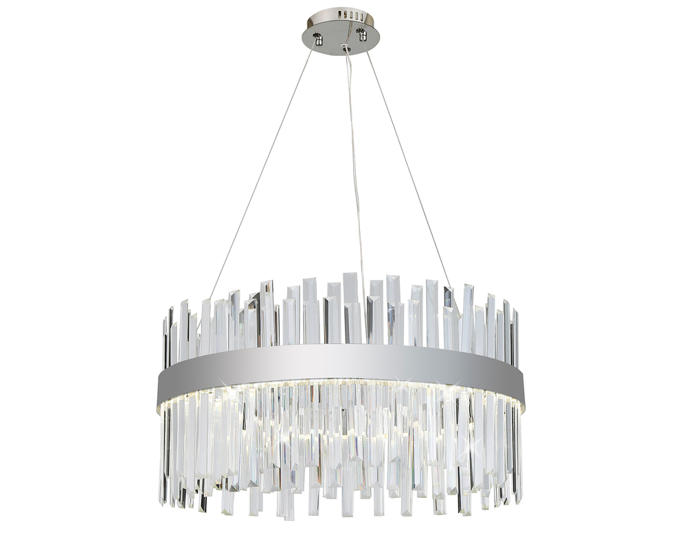 Подвесная светодиодная люстра с хрусталем TR5009 CH/CL хром/прозрачный 70W 3000K/4200K/6400K D600*1010 (Без ПДУ)