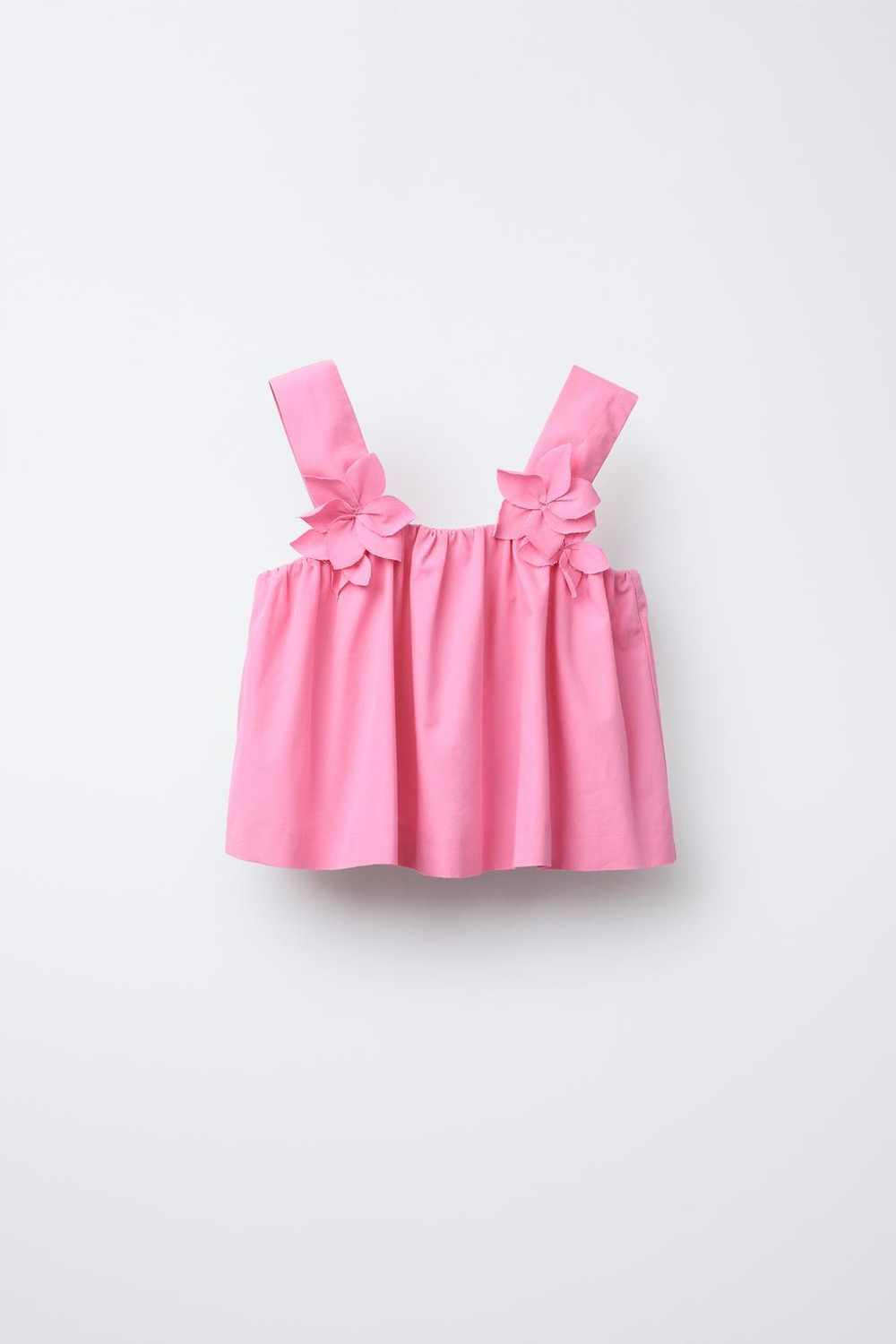 ZARA ТОП ИЗ ПОПЛИНА С ЦВЕТОЧНЫМ ПРИНТОМ, РОЗОВЫЙ