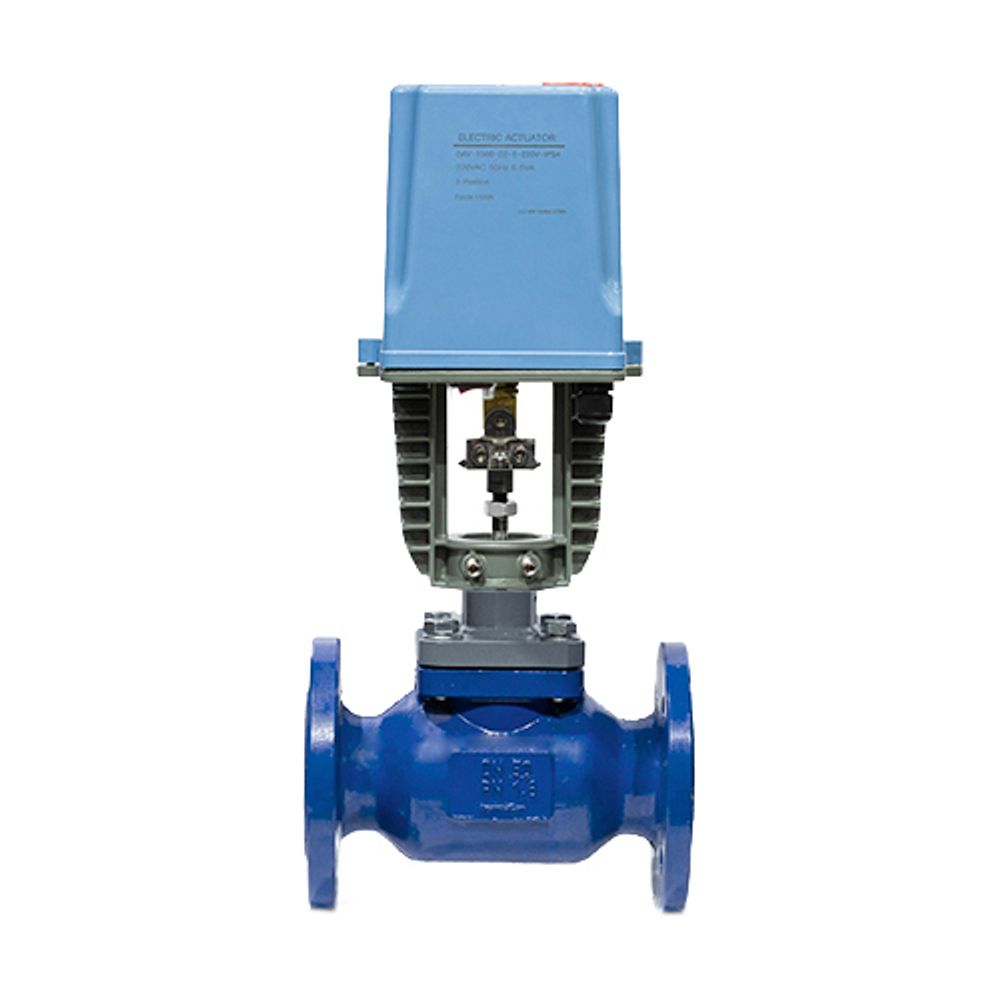 Two-way control valve Elephant 25c945p 232 PSI gray cast iron GC20, flanged with electric actuator DAV 2500 - 110/220V