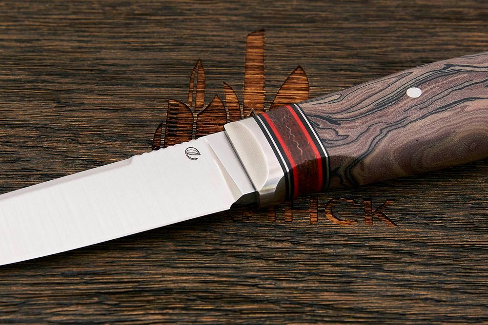 Нож туристический Геннадия Дедюхина Финка Томми, клинок 110мм, сталь N690, рукоять микарта коричн