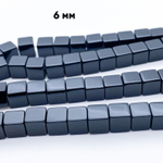 Халцедон тонированный черный бусины, размер около 6,2 мм, цена за 15 шт (1/4 нити)