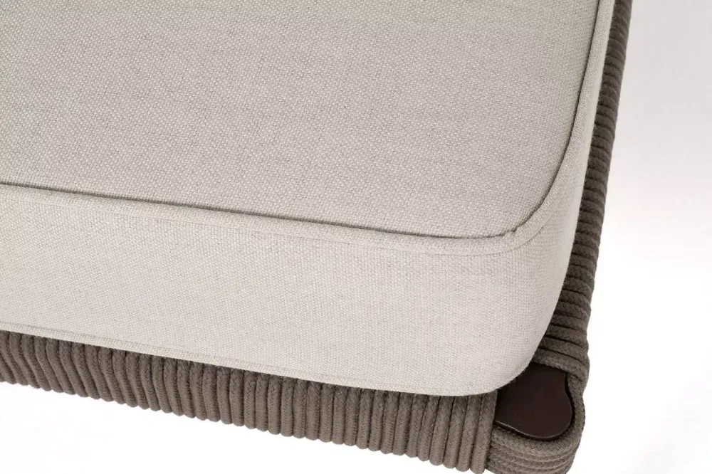 "Канны" правый модуль плетеный из роупа, каркас алюминий коричневый (RAL8016) муар, роуп коричневый круглый, ткань бежевая 035