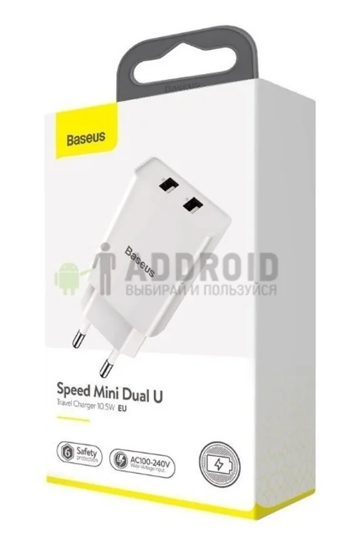 Сетевое зарядное устройство Baseus Speed Mini Dual U Quick Charger (CCFS-SN02) (White)