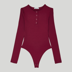 LS Ribbed Bodysuit Rhododendron