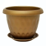 Горшок для цветов пластиковый 13л d-33.9см «Розетта» c поддоном золотой С129ЗОЛ