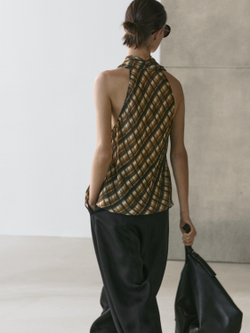 Massimo Dutti Струящийся топ с сборками, горчично-желтый