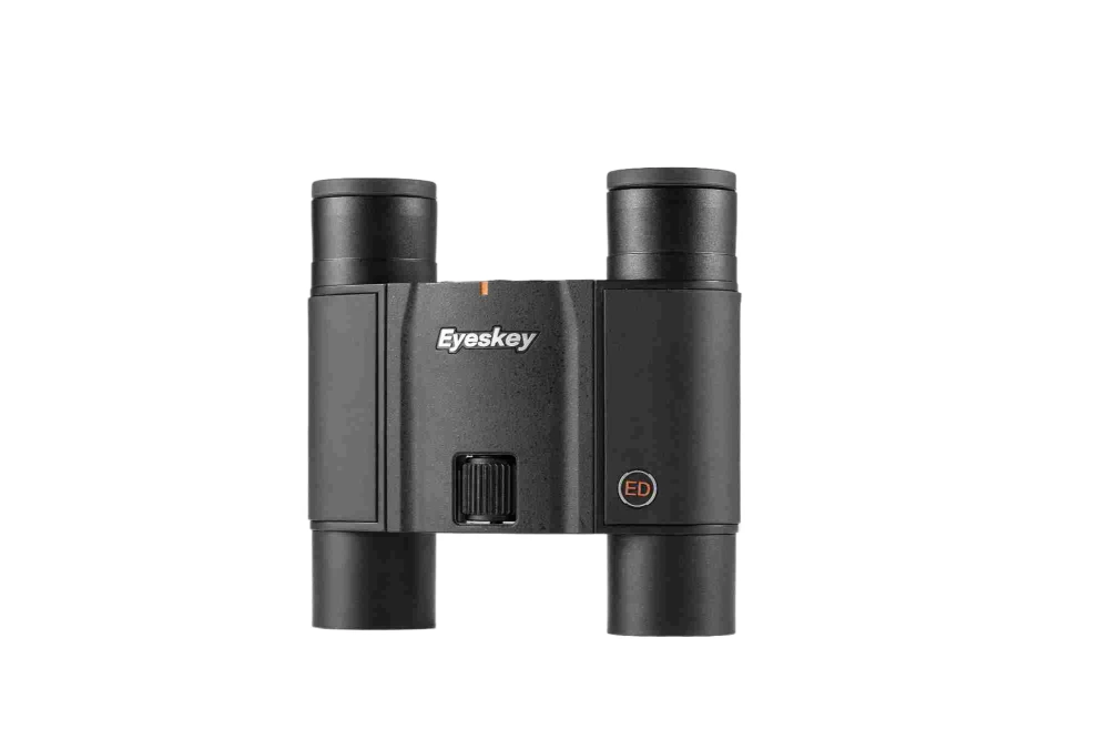 Бинокль Eyeskey SkyPower - 10x25 вид спереди, логотип и маркер ED