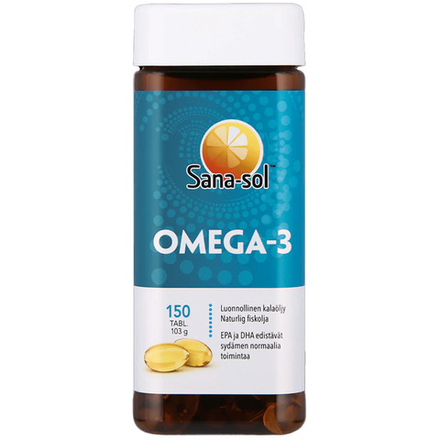 Рыбий жир Sana-sol Omega-3 в капсулах 150 шт, Сана-сол, содержит омега-3