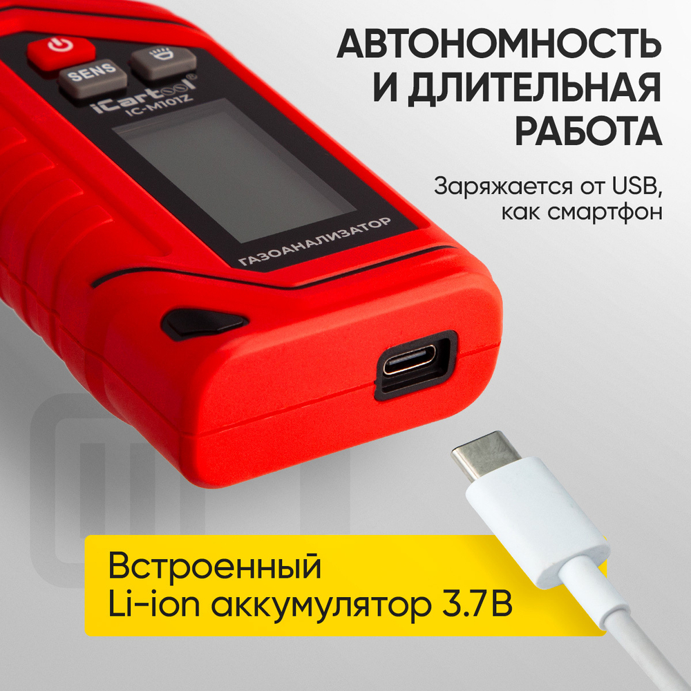 Газоанализатор цифровой на аккумуляторе iCartool IC-M101Z