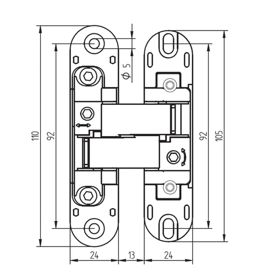 Петля скрытая HH-4 B врезная с 3D-регулировкой вес полотна до 40 кг, цвет черный