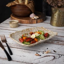 Блюдо прямоугольное 25,5*19,5 см h4,8 см Crush Brown Spider Silk P.L. Proff Cuisine [4]