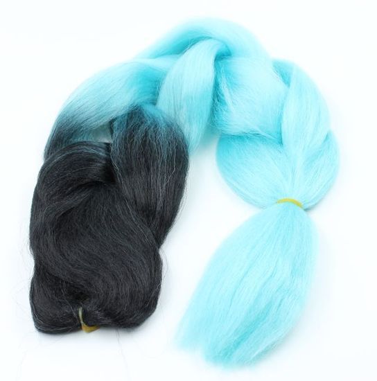 Канекалон 2-цветный 100гр 130см B23 черно голубой