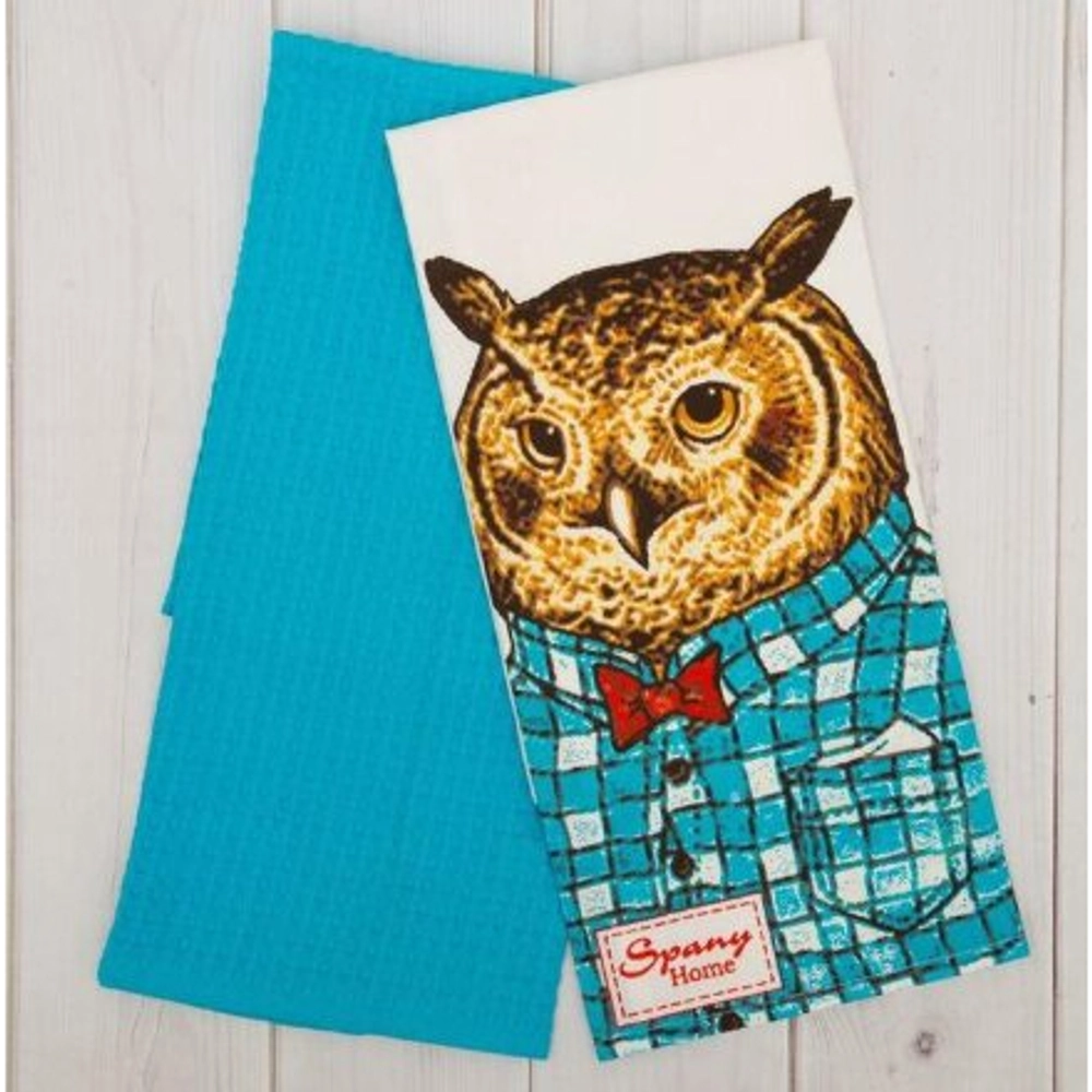 Комплект кухонных полотенец 35х60,46х61 на хангере Home Owl/сова Spany