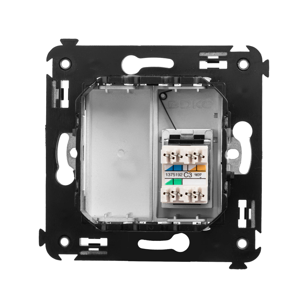 Телефонная розетка RJ-12 в стену одинарная, "Avanti", "Закаленная сталь"