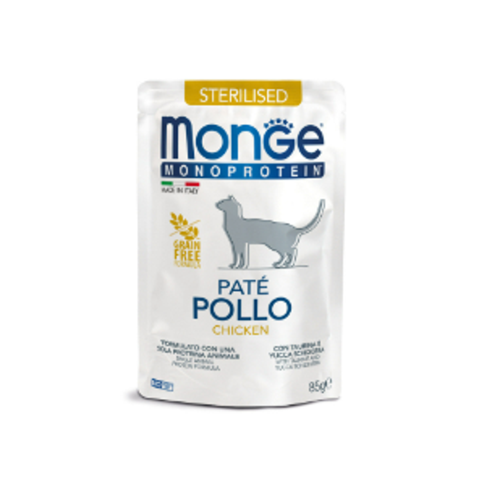Влажный корм для стерилизованных кошек из курицы паучи Monge Cat Monoprotein 0,085кг