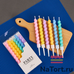 Набор свечей для торта «Спираль» (цветные, 10 см) 6 шт