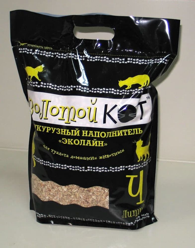 ЗОЛОТОЙ КОТ наполнитель кукурузный Дробленый крупная фракция 4л