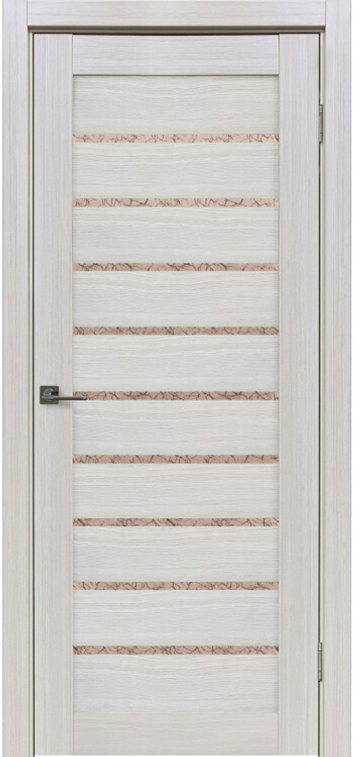 Межкомнатная дверь X-2 / Цвет тон Белая лиственница / Остекление "Гранит бронза" / Двери Верда