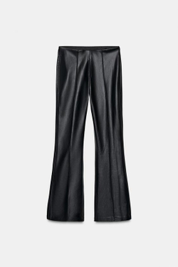ZARA ЛЕГИНСЫ MINI FLARE ИЗ ИСКУССТВЕННОЙ КОЖИ, ЧЕРНЫЙ