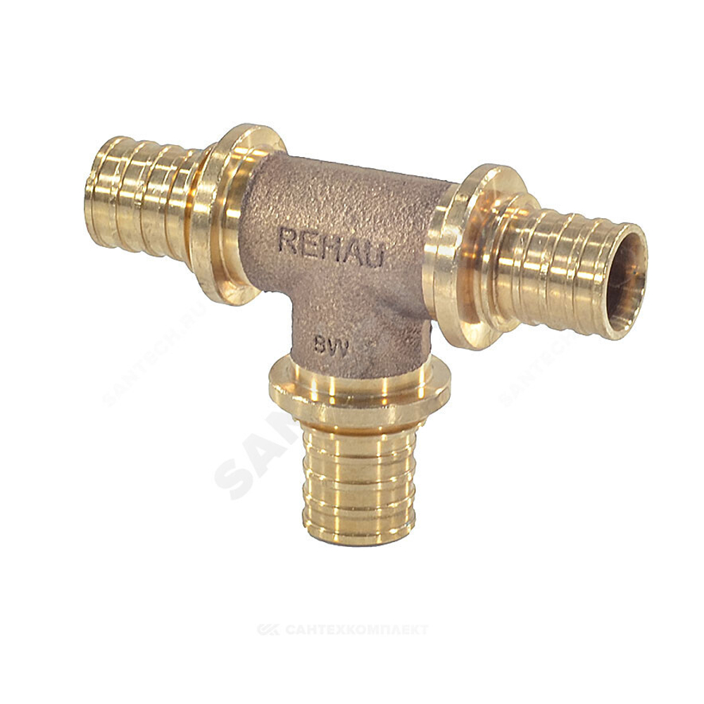 Тройник для PE-X труб аксиальный бронза Дн 32х32х32 RAUTITAN PLATINUM RX Rehau 14564531001
