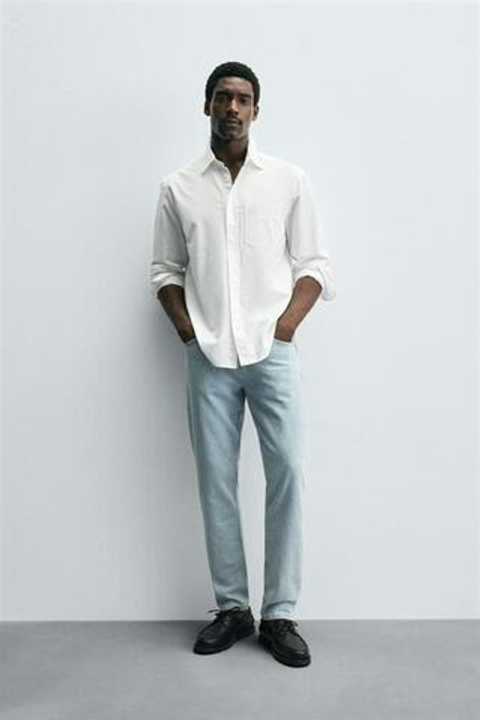 ZARA ДЖИНСЫ SLIM FIT TIMELESS, ВЫЦВЕТШИЙ СИНИЙ
