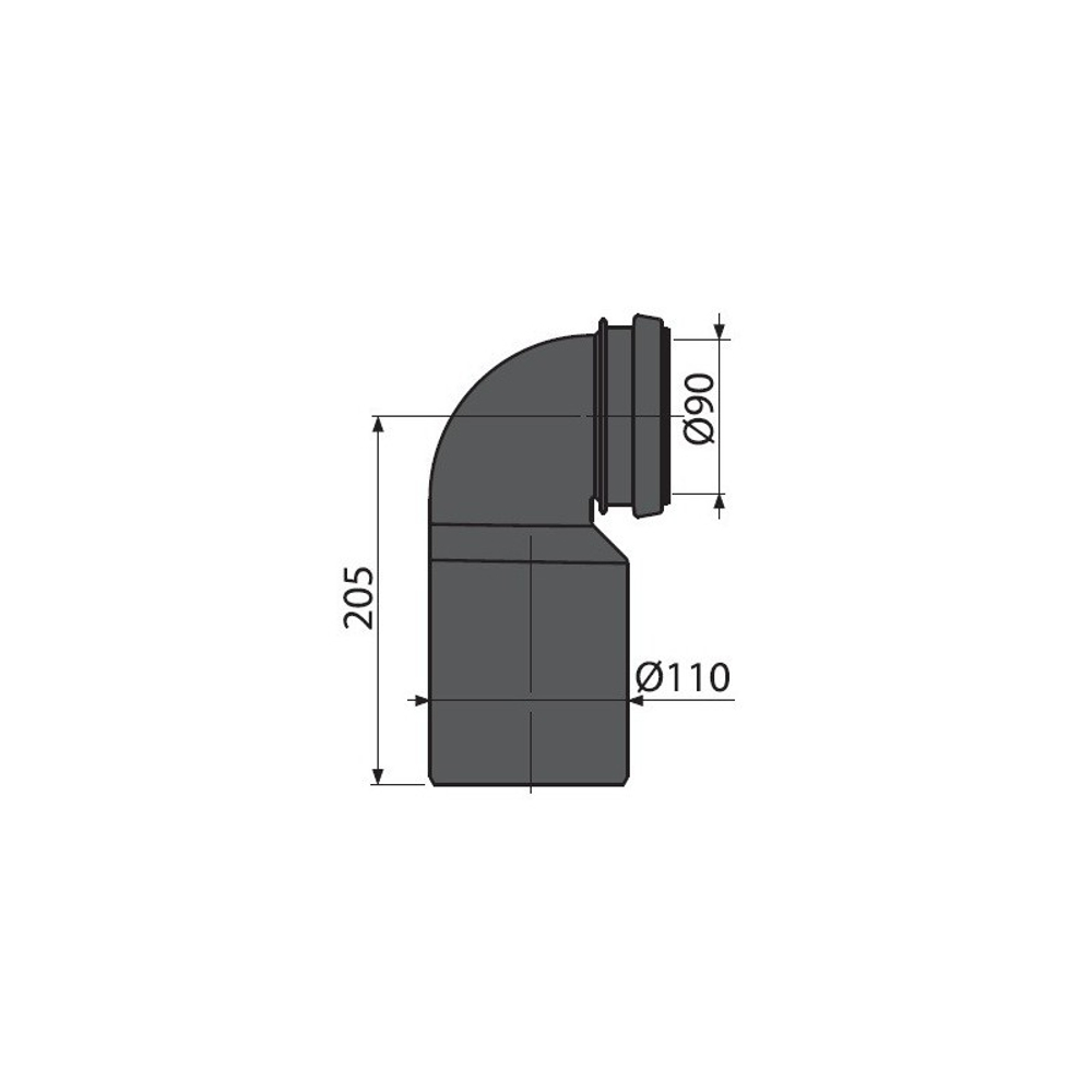 Колено стока, комплект 90/110  М906 ALCAPLAST