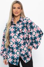 Блуза хлопковая Танец линий (зеленая) Б14857-14М LT Collection