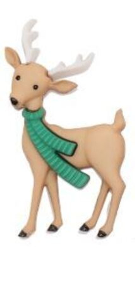 9500 Пуговицы "Олень в зеленом шарфе", пластик, размер 39x21 мм