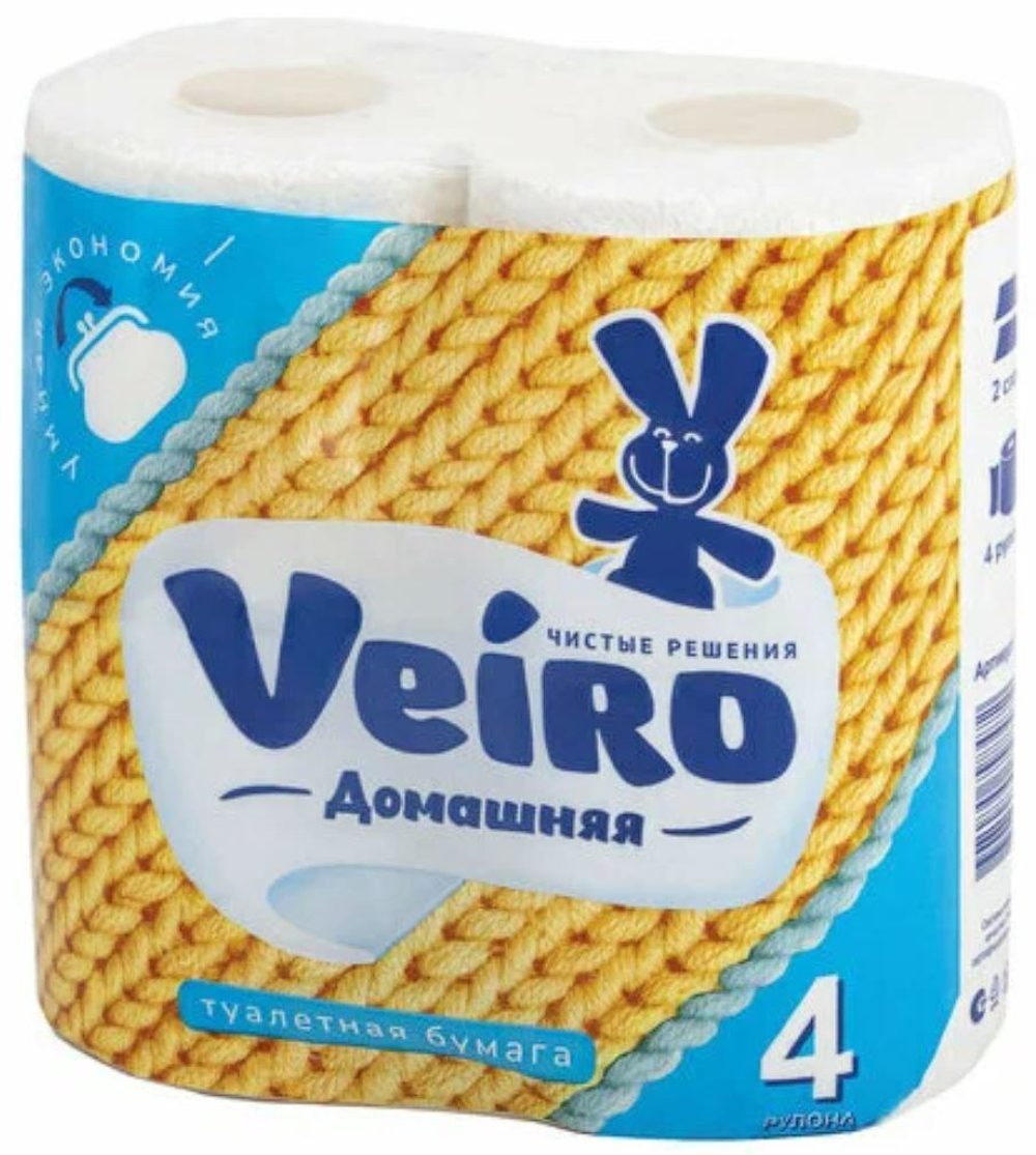 Туалетная бум."Veiro Домашняя" белая 2х-слойная (4шт/12уп)