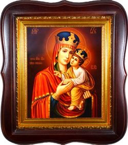 Киево-Братская икона Божьей Матери на холсте в киоте 24 х 27 х 4 см.