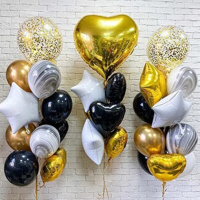 Большой сет шаров "Роскошный" с большим золотым сердцем