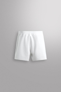 ZARA СПОРТИВНЫЕ ШОРТЫ ИЗ СМЕСОВОГО ХЛОПКА 9", БЕЛЫЙ