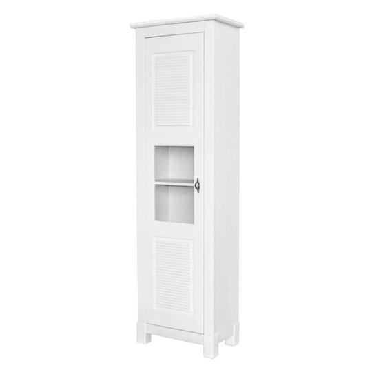 Шкаф-пенал для посуды, 55x180x33, Рауна 10, с витриной, белый воск