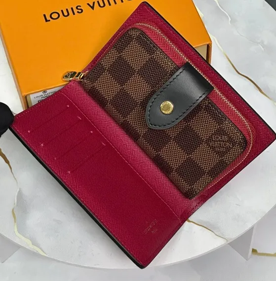 Мини-кошелек Louis Vuiton Portefeuille Juliet Damier Crème, красный