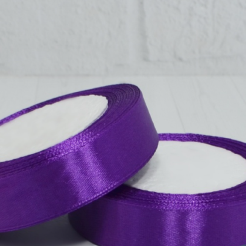 Лента атласная, 2,5см х 22;м, цвет пурпурный 35-2