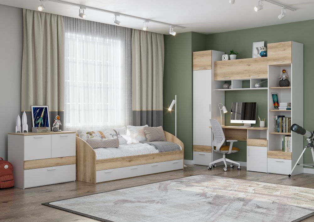 Геометрия-5 шкаф угловой Белый/делано светлый