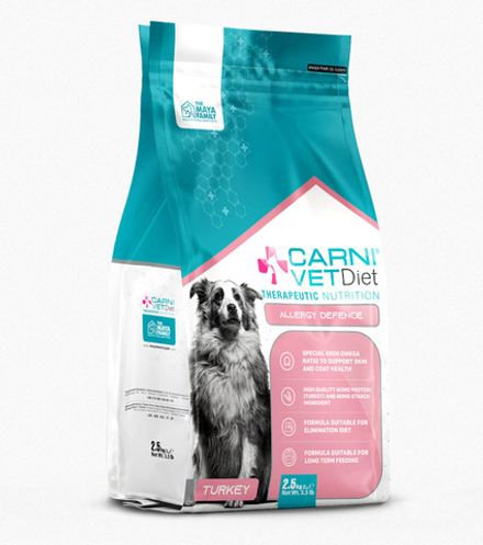 Сухой корм CARNI Vet Diet Dog Allergy Defense для собак при аллергии, здоровая кожа и шерсть, индейка - 2,5 кг