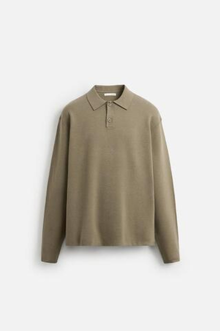 ZARA МЯГКОЕ ТРИКОТАЖНОЕ ПОЛО, ШАЛФЕЙНО-ЗЕЛЕНЫЙ