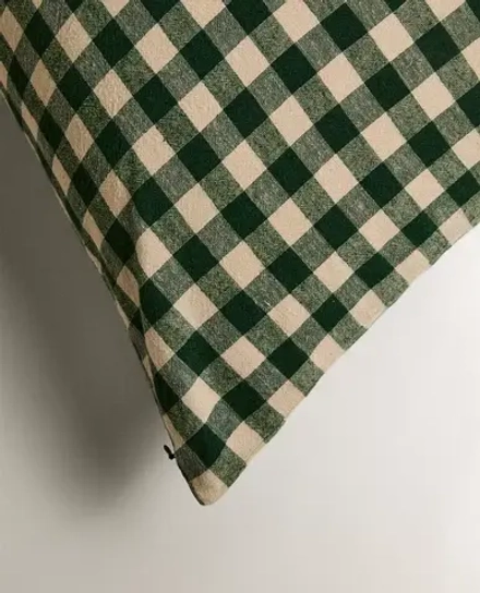 ZARA HOME НАВОЛОЧКА ДЛЯ ДЕКОРАТИВНОЙ ПОДУШКИ В КЛЕТКУ, ЗЕЛЕНЫЙ