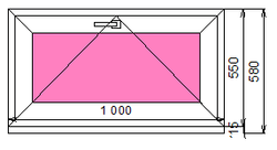 Пластиковое окно 550 х 1000 фрамуга (форточка) ТермА Эко